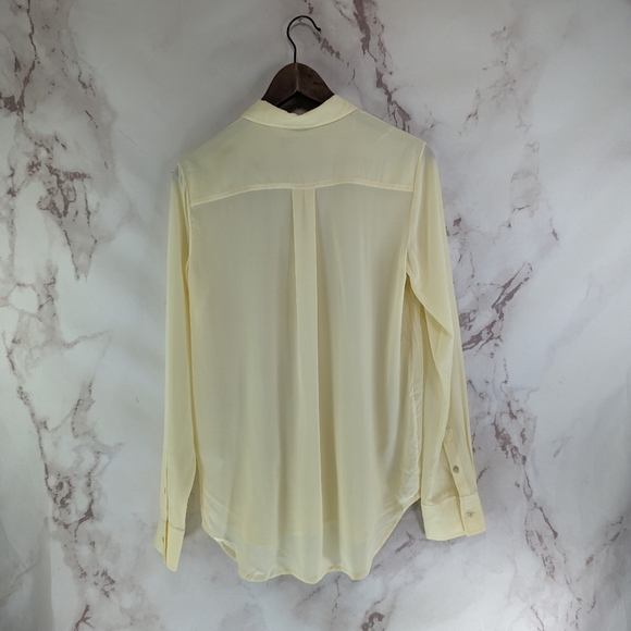 Everlane Top Women Small 4 Yellow The Clean Silk Relaxed Blouse Button Up - Picture 5 of 8